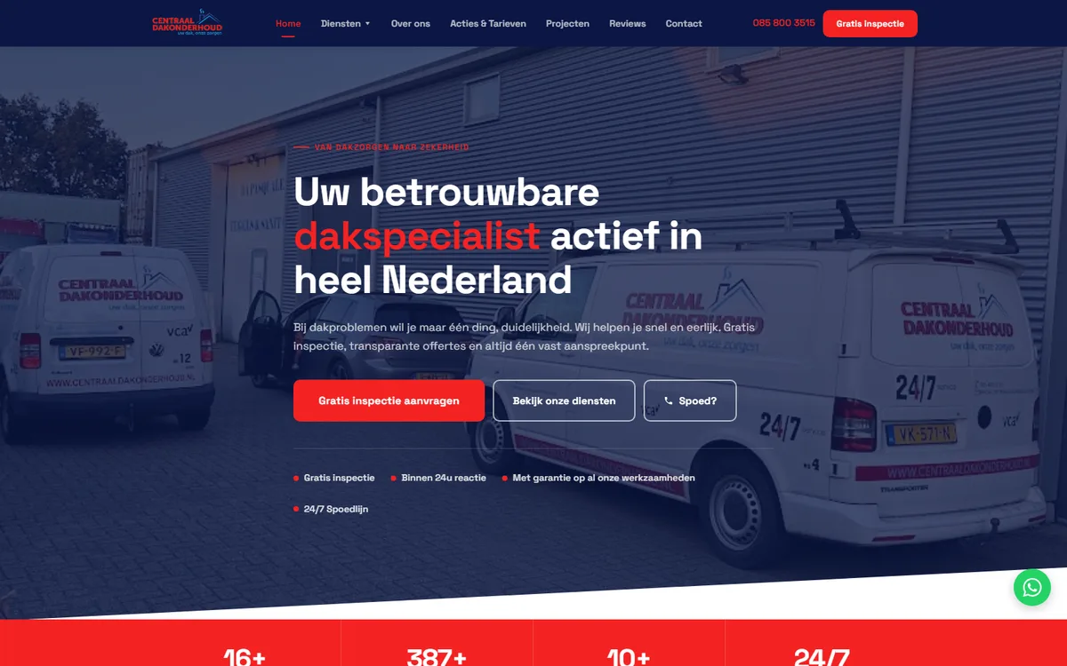 Website van Centraal Dakonderhoud