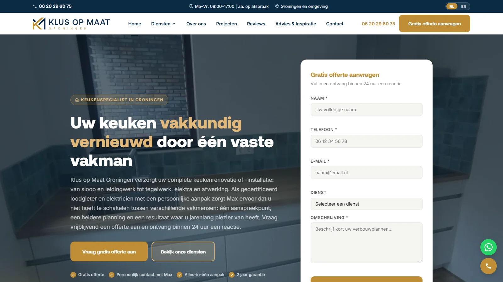 Website van Klus op Maat Groningen