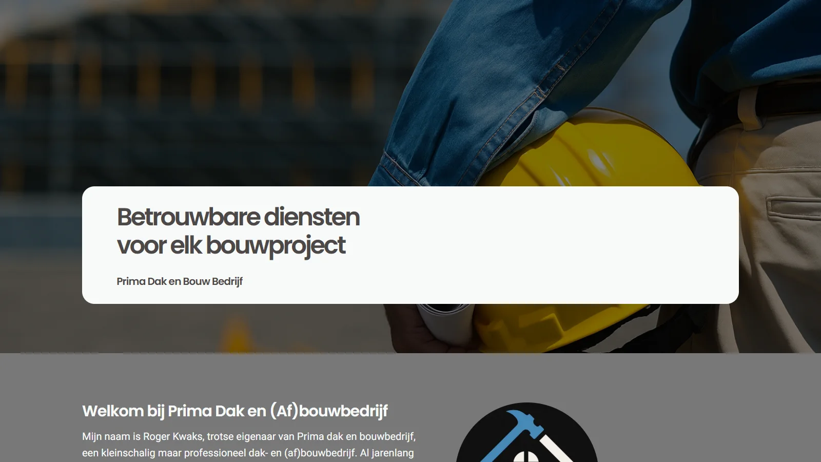 Website van Prima Dak & (Af)Bouw Bedrijf
