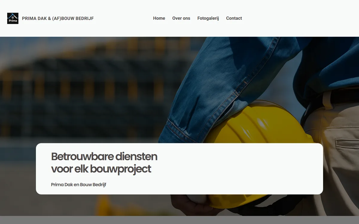 Website van Prima Dak & (Af)Bouw Bedrijf
